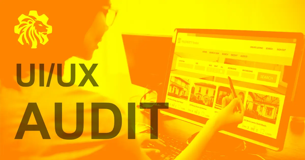 UI/UX professional conducting an audit on a real estate website, analyzing design and user experience.